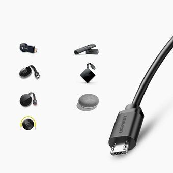  Адаптер UGREEN 30985 Micro USB 2.0 To 100Mbps Ethernet Adapter For Chromecast And Micro TV Sticks Black 