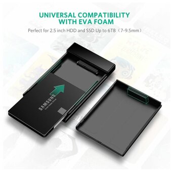  Кабель UGREEN US221 30848 2.5 Inch Hard Drive Box with Micro-B to USB-A 3.0 Cable Black 