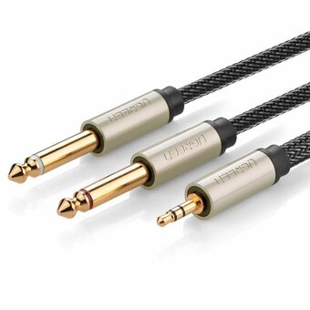  Кабель UGREEN AV126 10615 3.5mm TRS to Dual 6.35mm TS Audio Cable 2m Gray 