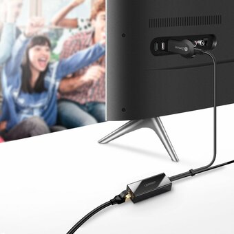  Адаптер UGREEN 30985 Micro USB 2.0 To 100Mbps Ethernet Adapter For Chromecast And Micro TV Sticks Black 