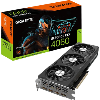  Видеокарта Gigabyte Nvidia GeForce RTX 4060 (GV-N4060GAMING-8GD) PCI-E 4.0 8Gb 128bit GDDR6 2460/17000 HDMIx2 DPx2 HDCP Ret 