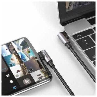  Кабель UGREEN US323 70531 Angled USB-C Cable Aluminum Case with Braided 2m Black 