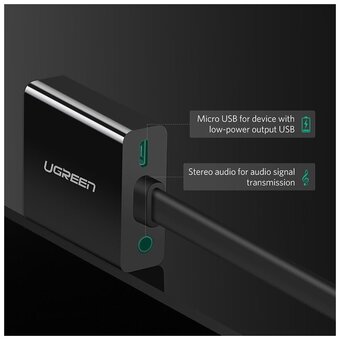  Кабель UGREEN MM103 40248 HDMI to VGA Converter 25cm Black 