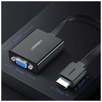  Кабель UGREEN MM103 40248 HDMI to VGA Converter 25cm Black 