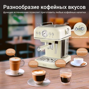  Кофеварка TESLER ECM-245 Beige 