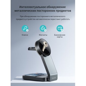  Беспроводное ЗУ HOCO CQ3 Motorcycle folding 3-in-1 magnetic wireless fast charger (черный) 