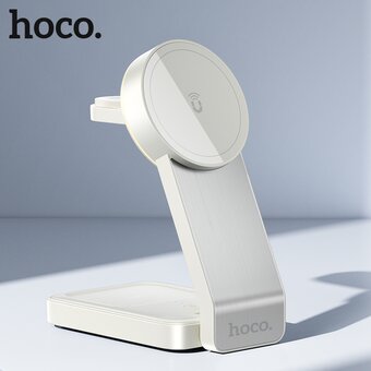  Беспроводное ЗУ HOCO CQ3 Motorcycle folding 3-in-1 magnetic wireless fast charger (белый) 