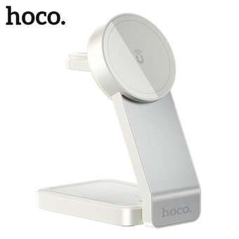  Беспроводное ЗУ HOCO CQ3 Motorcycle folding 3-in-1 magnetic wireless fast charger (белый) 