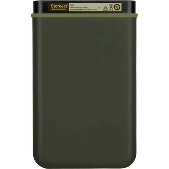  Внешний HDD 2TB Transcend StoreJet 25M3G (TS2TSJ25M3G), 2.5", USB 3.1, резиновый противоударный, Милитари зеленый 
