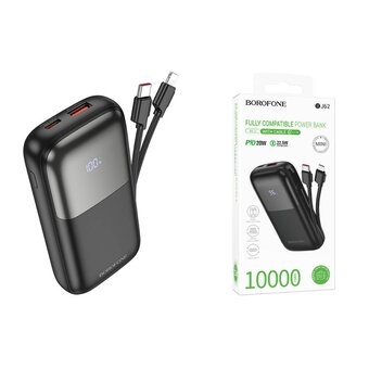  Аккумулятор внешний резервный BOROFONE BJ62 Smart 22.5W+PD20W fully compatible power bank with cable 10000mAh черный 