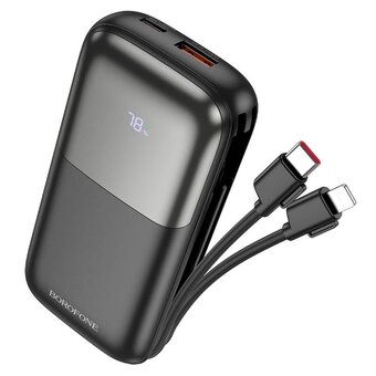  Аккумулятор внешний резервный BOROFONE BJ62 Smart 22.5W+PD20W fully compatible power bank with cable 10000mAh черный 