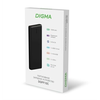  Power Bank Digma DGPF10C (DGPF10C22PBK), 10000мAч черный 