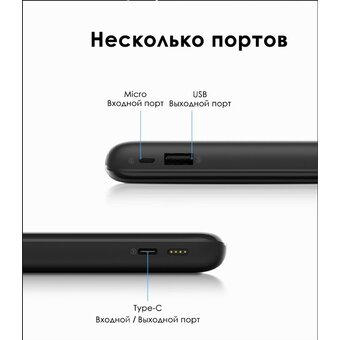  Power Bank ITEL Super Slim Star100C, 10000мAч черный 