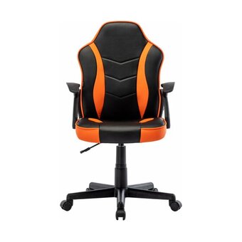  Кресло игровое BRABIX Shark GM-203 на колесиках, эко.кожа/сетка черно-оранжевый 