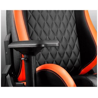  Кресло игровое COUGAR Armor S CUARMS на колесиках, искусственная кожа, черный/оранжевый 