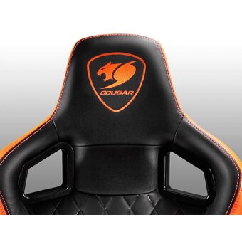  Кресло игровое COUGAR Armor S CUARMS на колесиках, искусственная кожа, черный/оранжевый 