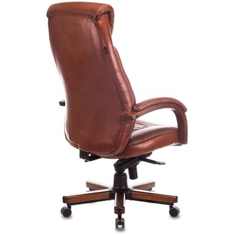  Кресло руководителя Бюрократ T-9924Walnut/Chok светло-коричневый Leather Eichel кожа крестов. металл/дерево 