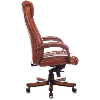 Кресло руководителя Бюрократ T-9924Walnut/Chok светло-коричневый Leather Eichel кожа крестов. металл/дерево 