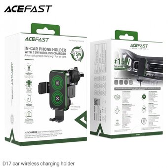  Автодержатель ACEFAST AF-D17-BK car wireless charging holder Black 
