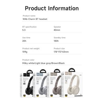  Наушники полноразмерные bluetooth HOCO W46 (черный) 