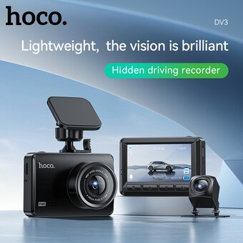  Видеорегистратор HOCO DV3 Driving recorder with displaydual-channel черный 
