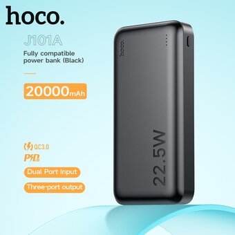 Аккумулятор внешний HOCO J101A Astute 22.5W fully compatible power bank 20000 mAh (чёрный) 