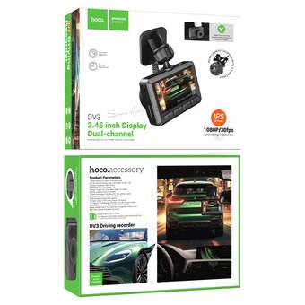  Видеорегистратор HOCO DV3 Driving recorder with displaydual-channel черный 