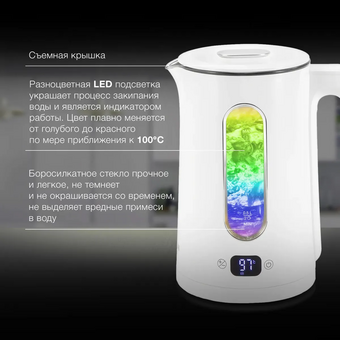  Электрочайник Hyundai HYK-G5510 белый/прозрачный 