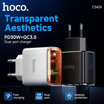  СЗУ HOCO CS42A Smart PD30W+QC3.0 charger EU черный 