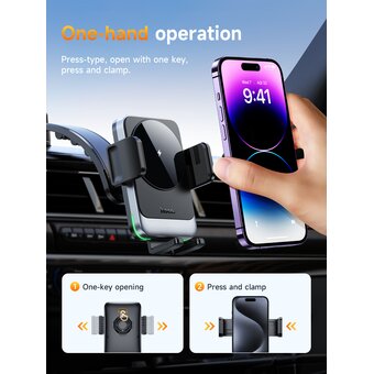  Автомобильный держатель HOCO HW14 Speed wireless fast charging car holder (center console) черный, металик, серый 