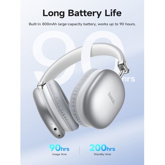 Наушники полноразмерные bluetooth HOCO W35 Max Joy BT (серебро) 