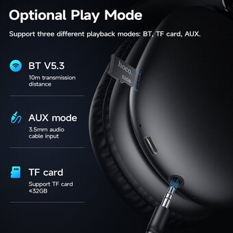  Наушники полноразмерные bluetooth HOCO W35 Max Joy BT headphones (черный) 