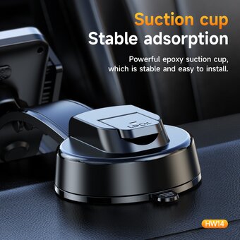  Автомобильный держатель HOCO HW14 Speed wireless fast charging car holder (center console) черный, металик, серый 