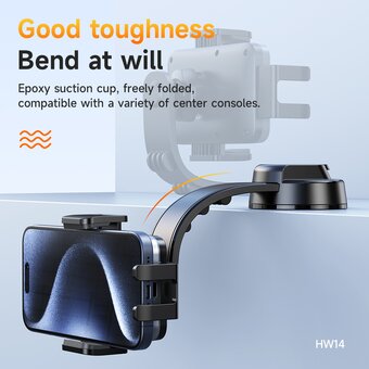  Автомобильный держатель HOCO HW14 Speed wireless fast charging car holder (center console) черный, металик, серый 