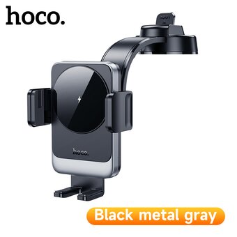  Автомобильный держатель HOCO HW14 Speed wireless fast charging car holder (center console) черный, металик, серый 