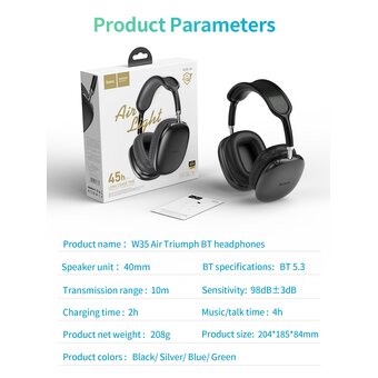  Наушники полноразмерные bluetooth HOCO W35 Air Triumph (черный) 