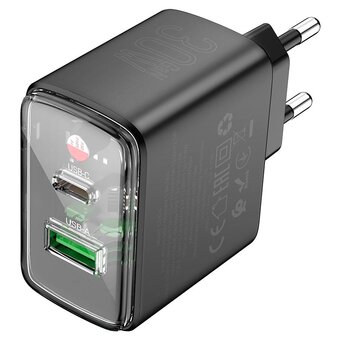  СЗУ HOCO CS42A Smart PD30W+QC3.0 charger EU черный 