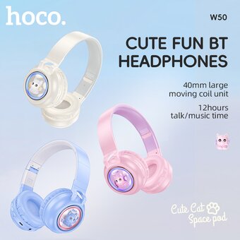  Наушники полноразмерные bluetooth HOCO W50 Cute fun BT белый 