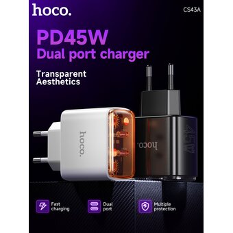 СЗУ HOCO CS43A Smart PD45W(2C) EU черный 