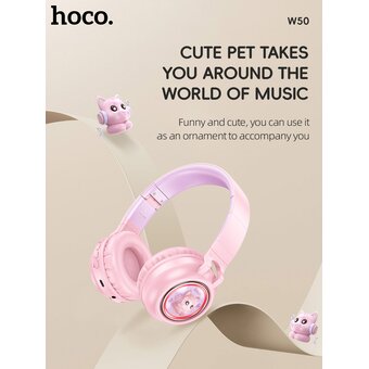  Наушники полноразмерные bluetooth HOCO W50 Cute fun BT розовый 