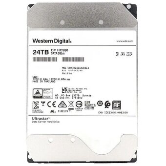  HDD Western Digital Ultrastar DC HC580 WUH722424ALE6L4 3.5" 24TB 7200RPM SATA3 6Gb/s and 512MB Cache 