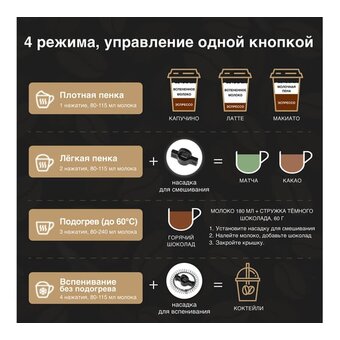  Вспениватель молока TESLER MF-260 Green 