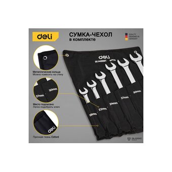  Набор ключей комбинированных Deli DL140106T с трещоткой 6 шт 