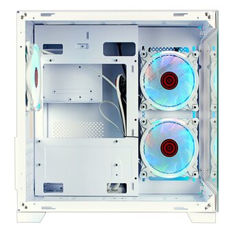  Корпус Ginzzu V490 RGB подсветка, контроллер CRC6, 3* 12R6 FAN 12CM RGB, закаленное стекло 1*USB 3.0,1*USB 2.0, AU Белый mATX 