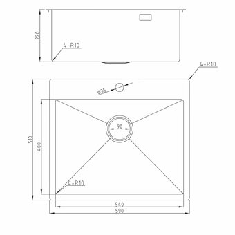  Мойка для кухни MILACIO Denia 59 Steel MC.77490 сталь нерж 