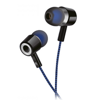  Наушники внутриканальные Perfeo Mild PF-A4482 черные, черно-синий тканевый провод 