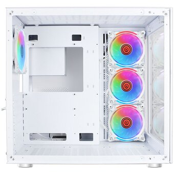  Корпус Ginzzu V570 RGB подсветка, контроллер CRC10, 4* 12RW6 FAN 12CM RGB, закаленное стекло 1*USB 3.0,1*USB 2.0, AU Белый ATX 