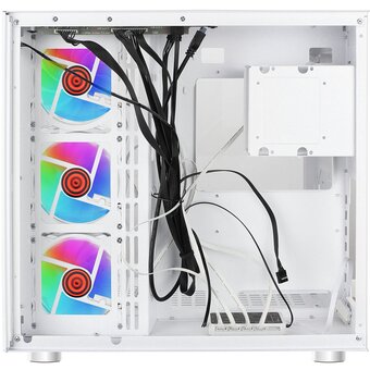  Корпус Ginzzu V570 RGB подсветка, контроллер CRC10, 4* 12RW6 FAN 12CM RGB, закаленное стекло 1*USB 3.0,1*USB 2.0, AU Белый ATX 
