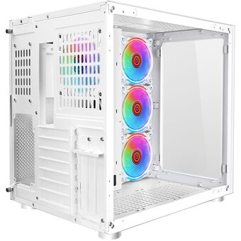  Корпус Ginzzu V570 RGB подсветка, контроллер CRC10, 4* 12RW6 FAN 12CM RGB, закаленное стекло 1*USB 3.0,1*USB 2.0, AU Белый ATX 