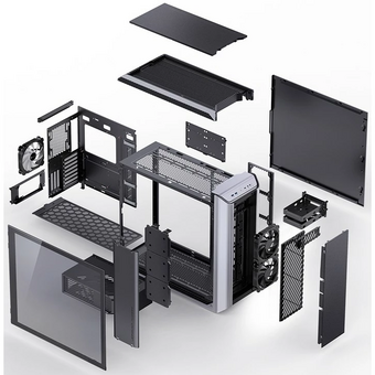  Корпус JONSBO D500 Silver без БП, боковая панель из закал. стекла, ARGB LED-strips, mini-ITX, micro-ATX, ATX, EATX, серебрянный 
